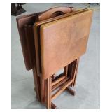 (4) Wooden Tv Dining Trays w/ Stand