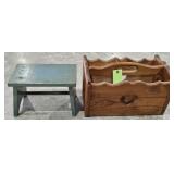 Wooden Magazine Rack & Step Stool