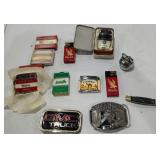 Misc Lighters, Belt Buckles, Pocket Knife