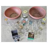 Plastic Planters, Balls Jars & Other Misc Glass