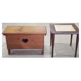 Small Wooden Bench & Small Table