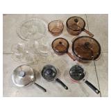 Visions/T-Fal/Misc Cookware & Glass Serving Trays