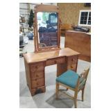 Wooden Vanity w/ Chair