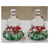 (2) 2009 Joe Rice Glass Bell Paperweights