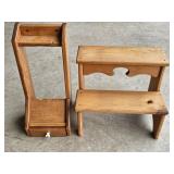 Wooden Shelf and Deocrative Stool