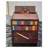 Japanese Carved Wooden Cigarette Disp Music Box