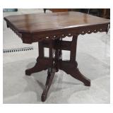 Wooden Ornate Table w Glass Top Piece