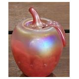 St Clair Apple Iridescent Glass Paperweight
