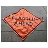 Flagger Ahead Roll Up Sign