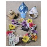 3 Birdhouses & Wreath Decor