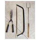 Hedge Clippers, Hand Saw & Campfire Roasting Stick
