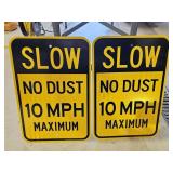 (2) NEW Slow No Dust 10 MPH Maximum Signs