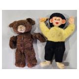 Vintage Kids Teddy Bear & Monkey