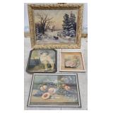 (4) Various Paintings/Wall Decor