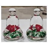 (2) 2005 Joe Rice Glass Bell Paperweights