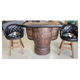 Vintage Barrel Bar & Chair Set