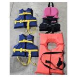 (1) Adult, (1) Infant & (2) Child Life Vests