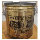 Vintage Elwood IN JP Downs Lard Tin