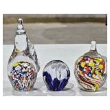 Glass Apple & Pear Paperweights