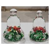 (2) 2006 Joe Rice Glass Bell Paperweights