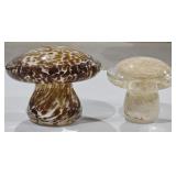 1990s Joe Rice Glass Mushroom Paperweights
