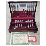WM Rogers Silver Plate Silverware with Wooden Case