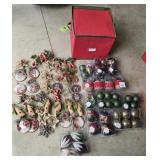 Various Christmas Ornaments & Storage Tote