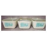 (3) Pyrex Refrigerator Dishes w/ Lids - 1 1/2 Pt