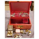 Vintage Jewelry Box w/ Misc Costume Jewelry