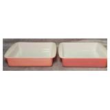 (2) 8 Inch Pyrex Pink Baking/Casserole Dishes