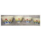 (5) Fire King Oven Ware Tulip Mixing Bowls