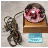 1993 Joe Rice Glass Paperweight w/ Light Up Stand