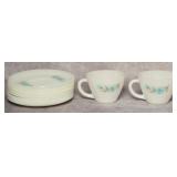 Fire King Bonnie Blue Teacups & Saucers