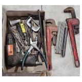 Various Pipe Wrenches, Bits & Pneumatic Tool