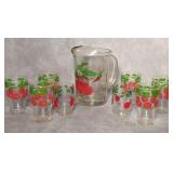 Juice Pitcher with Glasses Cherries / Tomatos