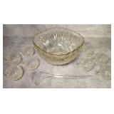 Glass Punch Bowl / Cups with Ladle