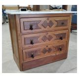 Vintage Wooden Marble Top Chest of Drawers