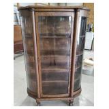 Wooden Curved Glass Display Cabinet