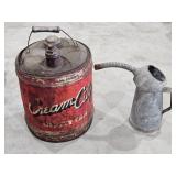 Cream City 5 Gallon Can + Oil Pitcher