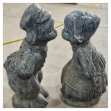 Pair of Dutch Kissing Boy/Girl Concrete Statues