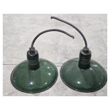 Pair of Enamel/Porcelain? Hanging Light Shades