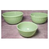 (3) Fire King Jadeite Swirl Mixing Bowls