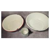 (2) Enamelware Bowls & (1) Coffee Pot?
