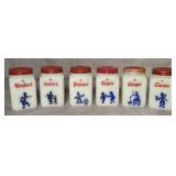 (6) Vintage Dove Milk Glass Spice Jars/Shakers