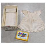 Vintage Kids Doll Cradle, Dress & More