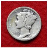 1921 D Mercury Silver Dime