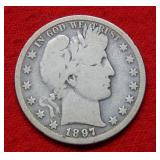 1897 O Barber Silver Half Dollar