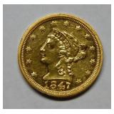 1847 O $2.50 Gold Coin