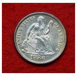 1886 Seated Liberty Silver Dime
