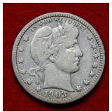 1903 Barber Silver Quarter